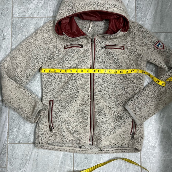 Kuhl Tan Teddy Bear Fleece Zip Up Jacket with Zip Pockets and Hood Size Medium - Picture 4 of 8